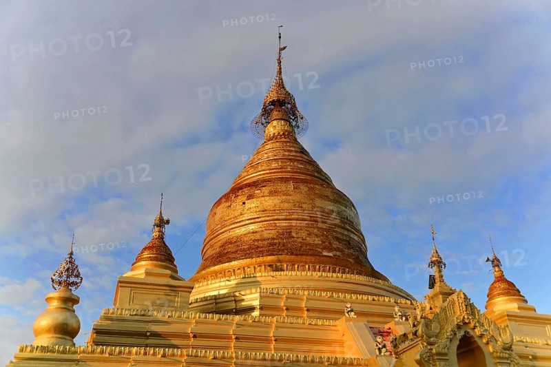 Gilded stupa of the Kuthodaw Pagoda, Mandalay, Myanmar, Asia