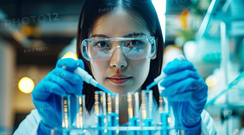 Focused scientist examining test tubes in a laboratory setting, ai generated, AI generated