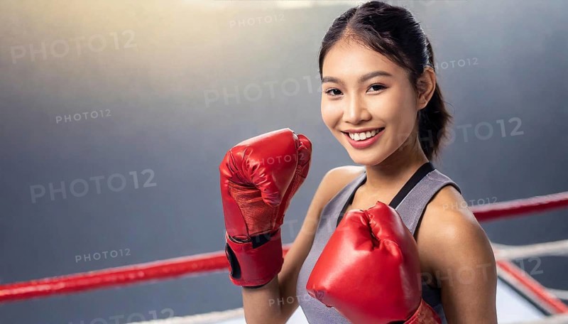AI generated, woman, woman, 35, years, thai, thai, sport, boxing, gloves, thai boxing, muay thai, one person, portrait, athletic, fight, fighting, popular sport, thai boxer, boxing, boxing ring, thai woman