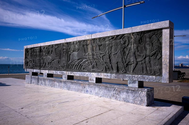 Relief, Monument, Battle of Issos with commander Alexander the Great, Promenade, Thessaloniki, Macedonia, Greece, Europe