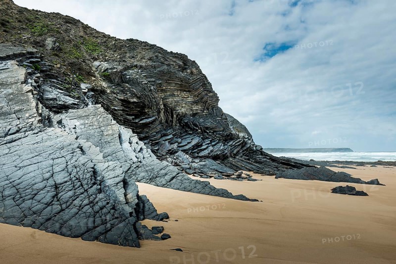 Rocky beach landscape, rocks, sea, Atlantic coast, rocky coast, rock, beach, earth history, travel, rock layers, rock formation, natural landscape, geology, travel, nature, Southern Europe, Carrapateira, Algarve, Portugal, Europe