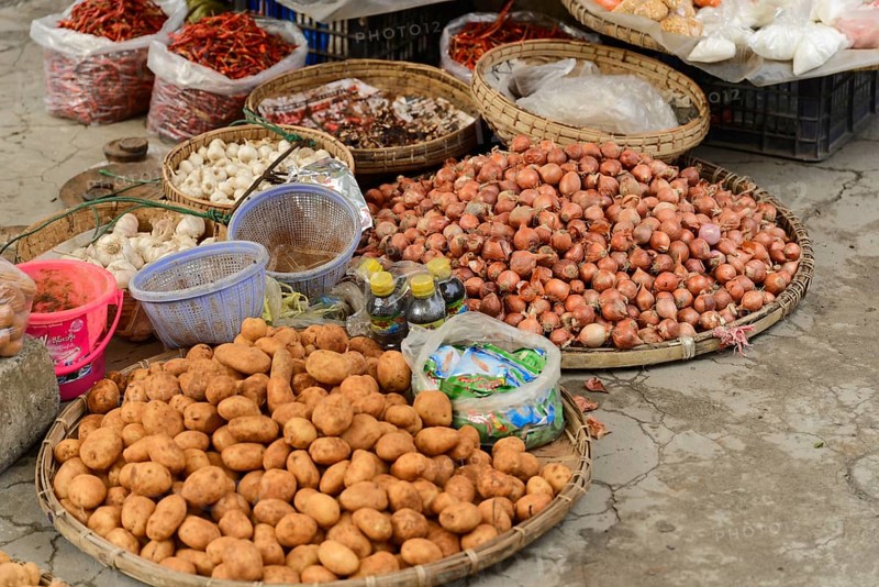 Market, country market, vegetable market, Mandalay Division, Myanmar, Asia