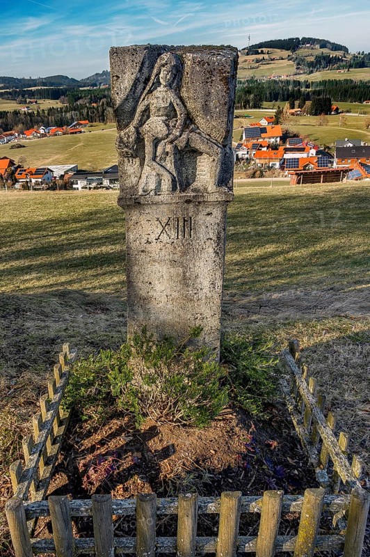 Stone relief, Way of the Cross station number 13 on the Buchenberg, Buchenberg, Allgaeu, Bavaria, Germany, Europe