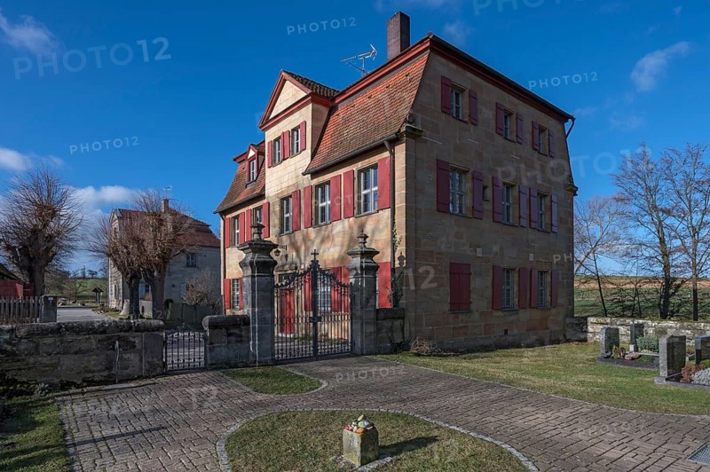 Historic vicarage from1734 of the St.Egidienkirche, Beerbach, Middle Franconia, Bavaria, Germany, Europe