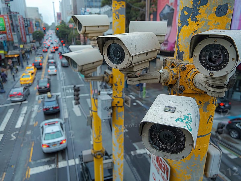 Camera for monitoring critical infrastructure such as streets, schools, squares, authorities, AI generated