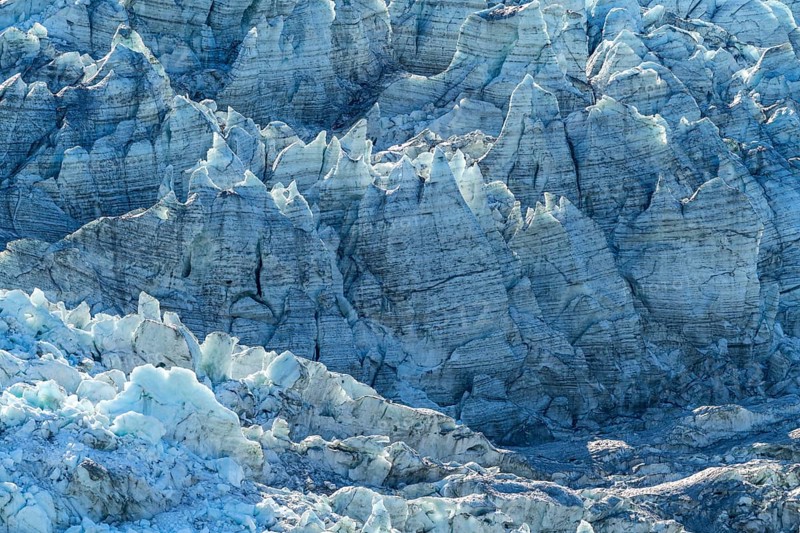 Ice and crevasses at Pia Glacier, Alberto de Agostini National Park, Avenue of Glaciers, Chilean Arctic, Patagonia, Chile, South America
