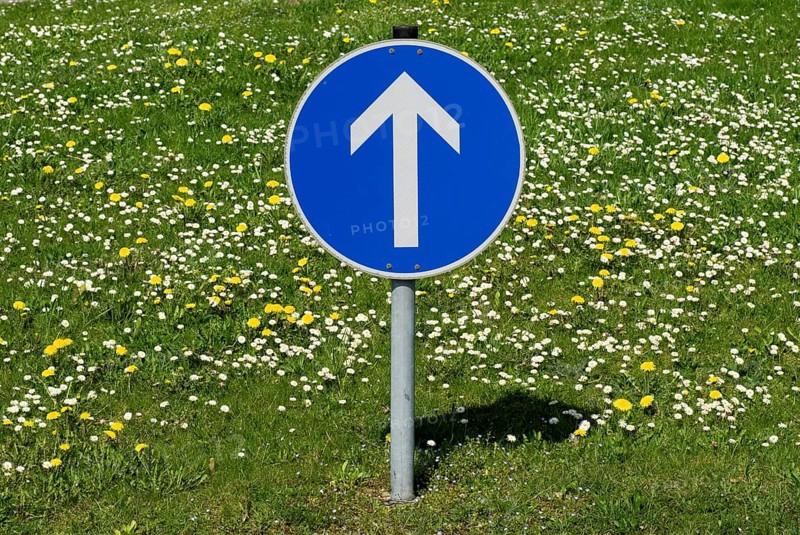 Traffic sign arrow points up Munich, Upper Bavaria, Germany, Europe