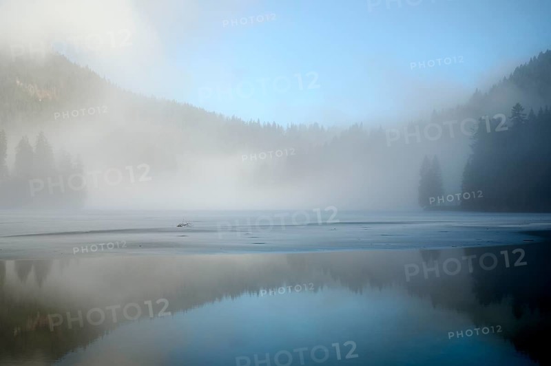 Spitzingsee in winter, ice, Mangfall mountains, Bavarian Prealps, Upper Bavaria, Bavaria, Germany, Europe