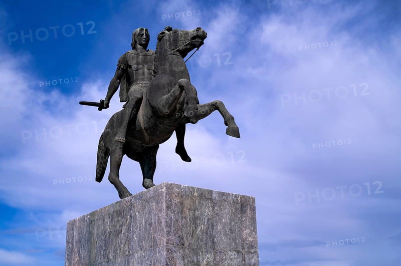 Statue, monument, military leader Alexander the Great on his horse Voukefalas, promenade, Thessaloniki, Macedonia, Greece, Europe