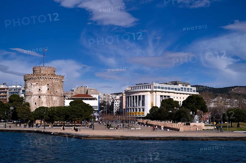 White Tower, Royal Theatre, State Theatre, waterfront promenade, Thessaloniki, Macedonia, Greece, Europe