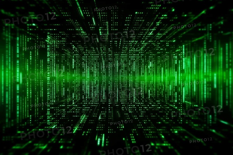 Green dynamic digital data streams, showcasing flowing lines of code in a mesmerizing pattern, ideal for representing advanced computing, cybersecurity, and the intricate world of programming, AI generated