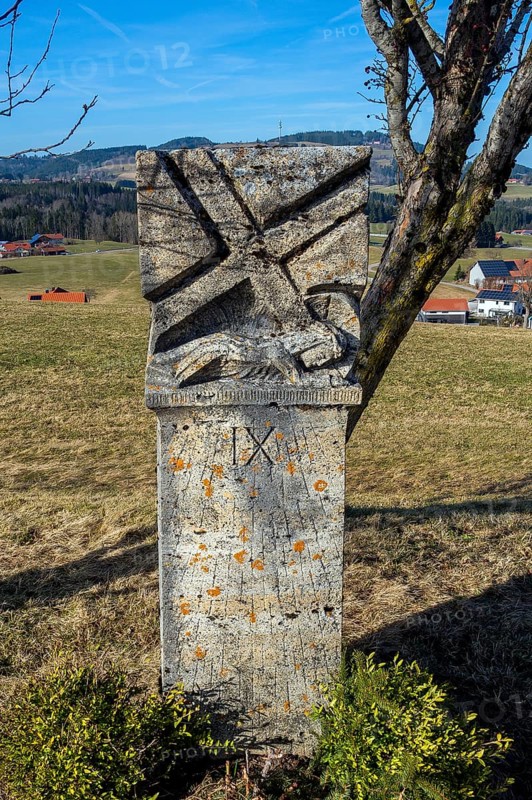 Stone relief, Way of the Cross station number 9 on the Buchenberg, Buchenberg, Allgaeu, Bavaria, Germany, Europe