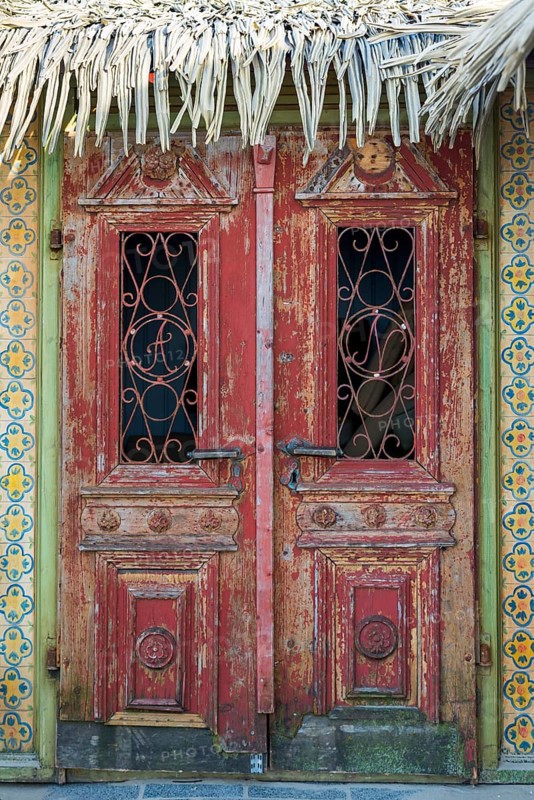 Caribbean wooden house facade, wooden house, pastel, pastel, facade, building, architecture, entrance, door, terrace, dilapidated, faded, withered, old, empty, abandoned, colourful