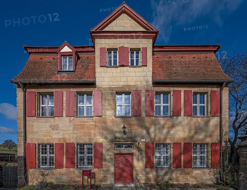 Historic vicarage from1734 of the St.Egidienkirche, Beerbach, Middle Franconia, Bavaria, Germany, Europe
