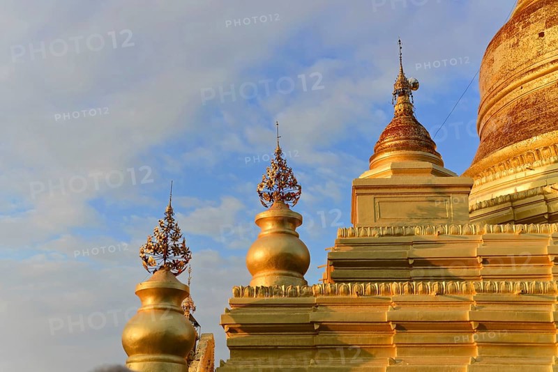 Gilded stupa of the Kuthodaw Pagoda, Mandalay, Myanmar, Asia