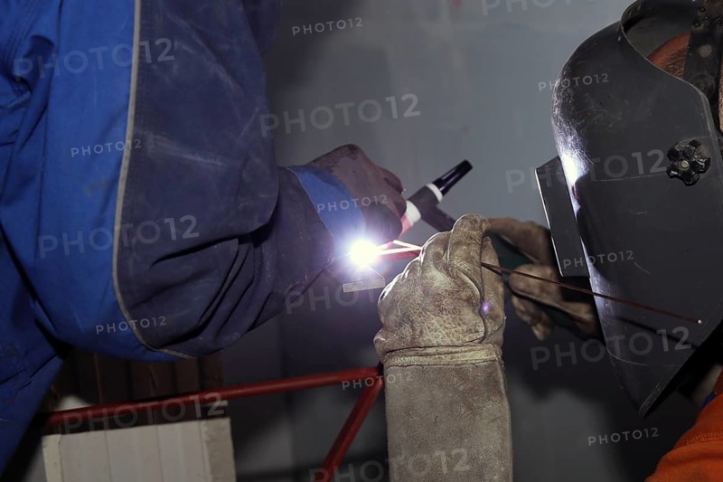 Metal worker during welding work