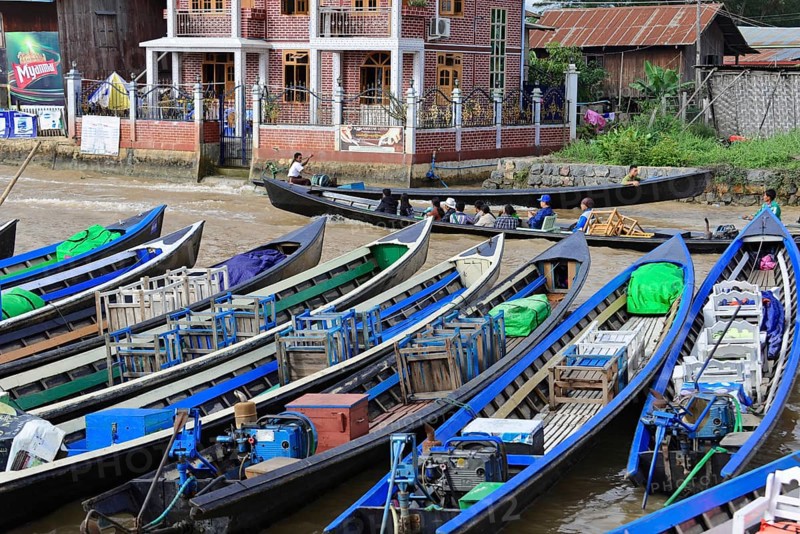 Boats at Inle Lake, Nyaung Shwe, Shan State, Myanmar, Asia