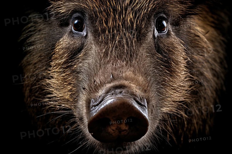 Face of wild boar. KI generiert, generiert AI generated
