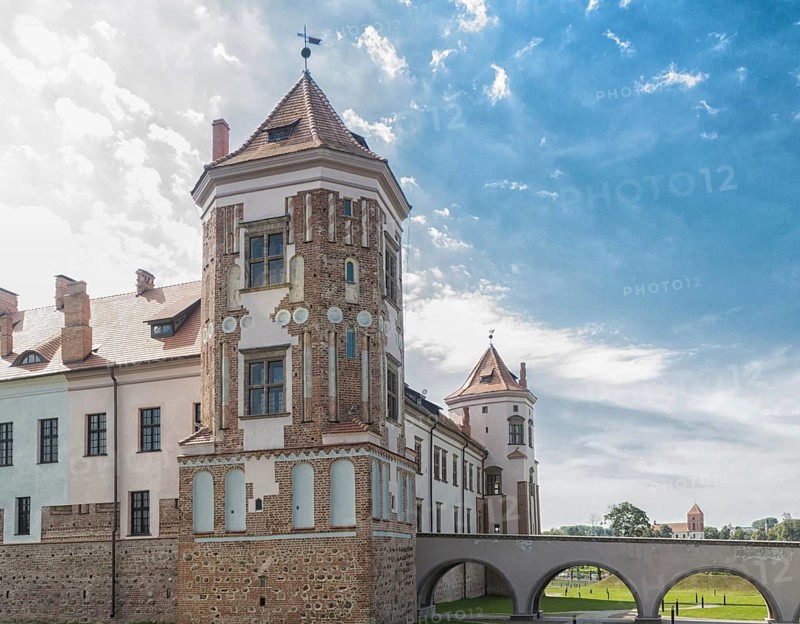 Ancient restored castle in the Mir city. Belarus