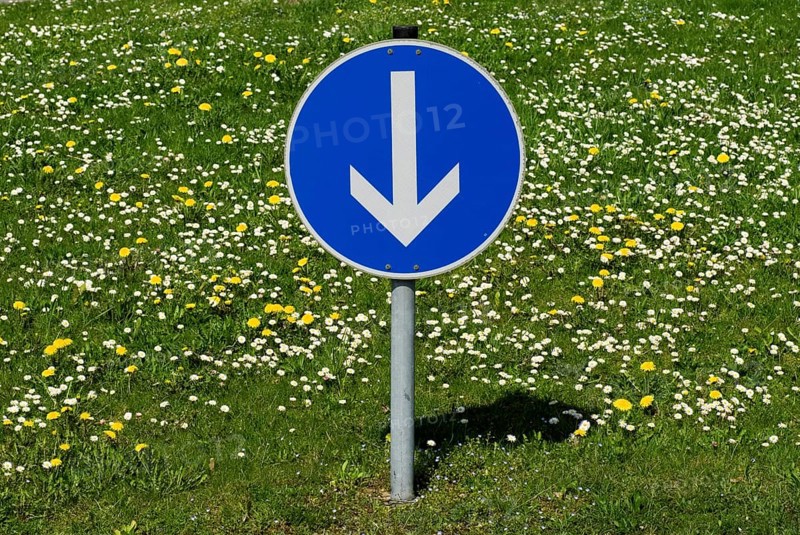 Sign points down Munich, Upper Bavaria, Germany, Europe