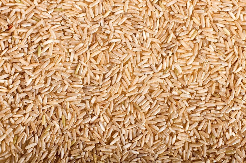 Texture of brown rice. Top view