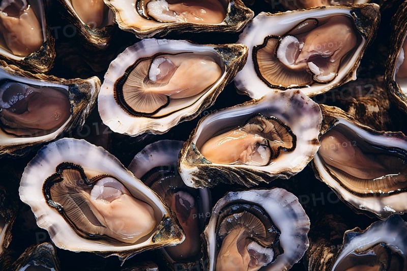 Top view of open oysters. KI generiert, generiert AI generated