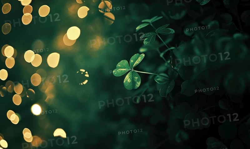 St. Patrick's Day background with bokeh defocused lights. AI generated
