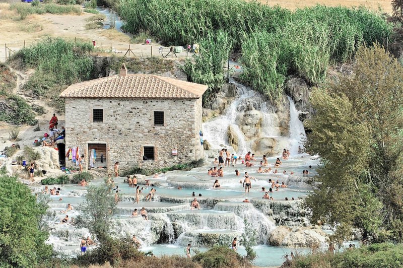 Terme di Saturnia, Cascate del Molino, waterfall, thermal spring, sulphurous thermal water, Saturnia, Province of Grosseto, Tuscany, Italy, Europe