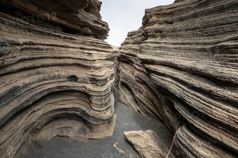 Volcanic fissure, Las Grietas, Lanzarote, Canary Islands, Spain, Europe