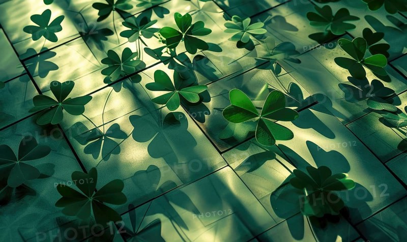 St. Patrick's Day background with shamrocks and shadows. AI generated