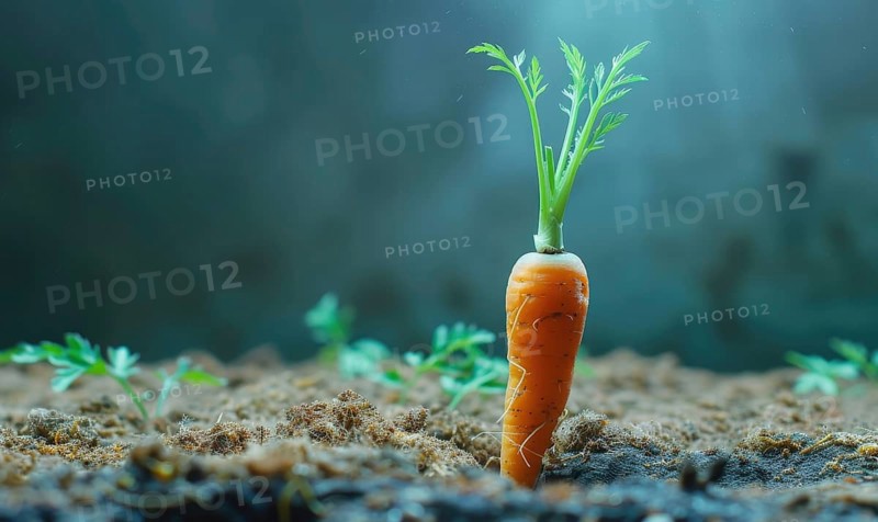 Carrot growing in the soil. The concept of healthy food AI generated