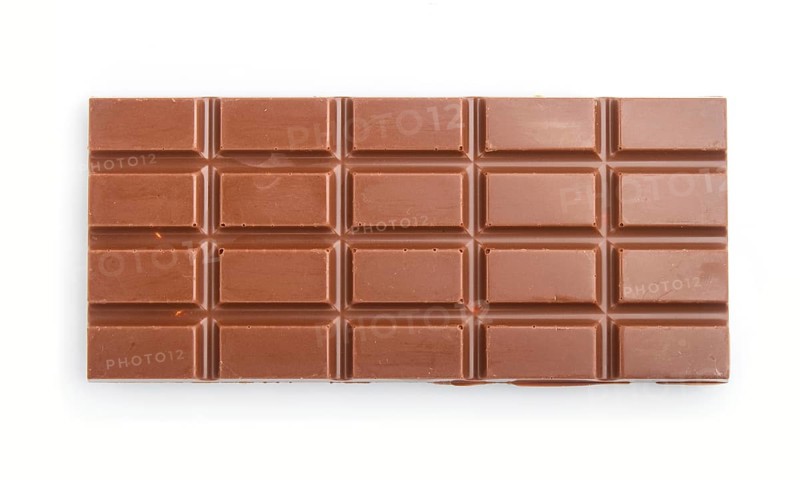 Milk chocolate bar isolated on white background. top view, flat lay