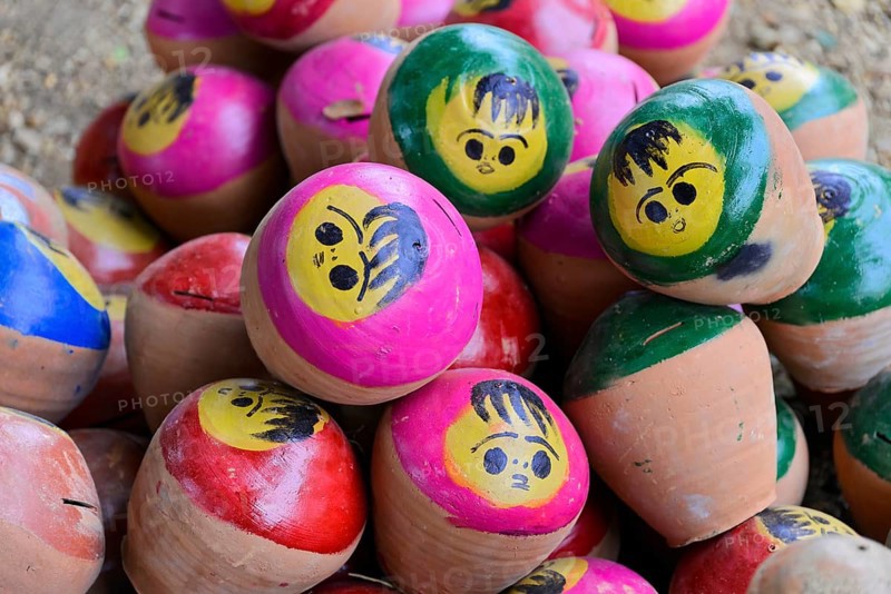 Money boxes, souvenirs, market, Bagan, Burma, Pagan, Myanmar, Asia