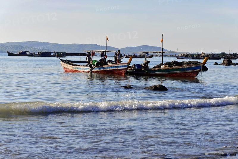 Beach, fishing village, Ngapali Beach, Thandwe, Burma, Burma, Myanmar, Asia