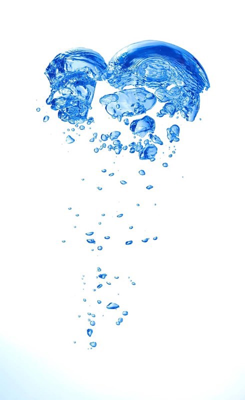 Closeup of air bubbles under water, in an aquarium