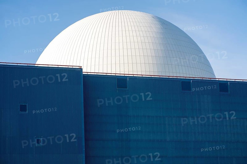 White dome of pressurised water reactor PWR of Sizewell A nuclear power station, near Leiston, Suffolk, England, United Kingdom, Europe