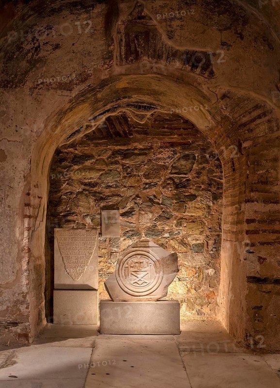 Interior view of the crypt, remains of the Roman baths, Hagios Demetrios church, also known as Agios Dimtrios or Demetrios basilica, Thessaloniki, Macedonia, Greece, Europe