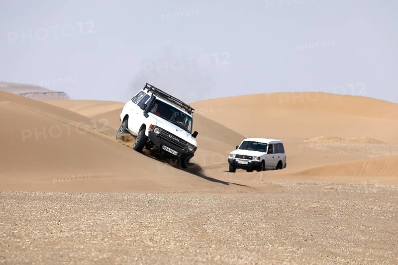 Safari with a Toyota Landcruiser off-road vehicle through the Mesr Desert, Iran, Asia