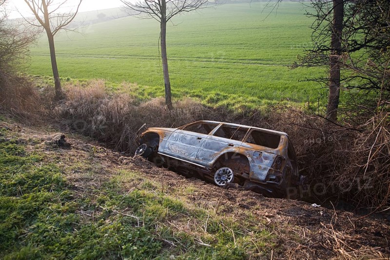 Burnt our vehicle in ditch in Essex countryside, England, United Kingdom, Europe