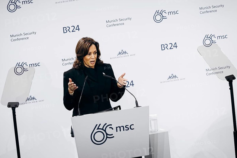 Kamala Harris, US Vice President, recorded during a speech at the Munich Security Conference (MSC) in Berlin, 16 February 2024