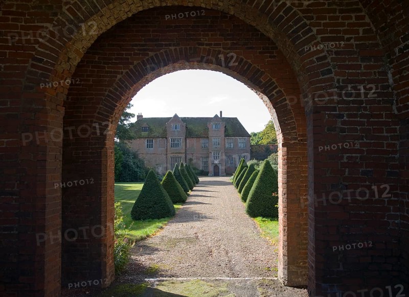 Tudor red brick gatehouse at Ewarton Hall, Suffolk, England, United Kingdom, Europe