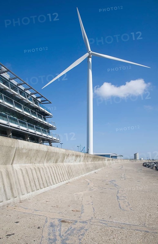 Large wind turbine known as Gulliver by Orbis energy centre, Lowestoft, Suffolk, England, United Kingdom, Europe