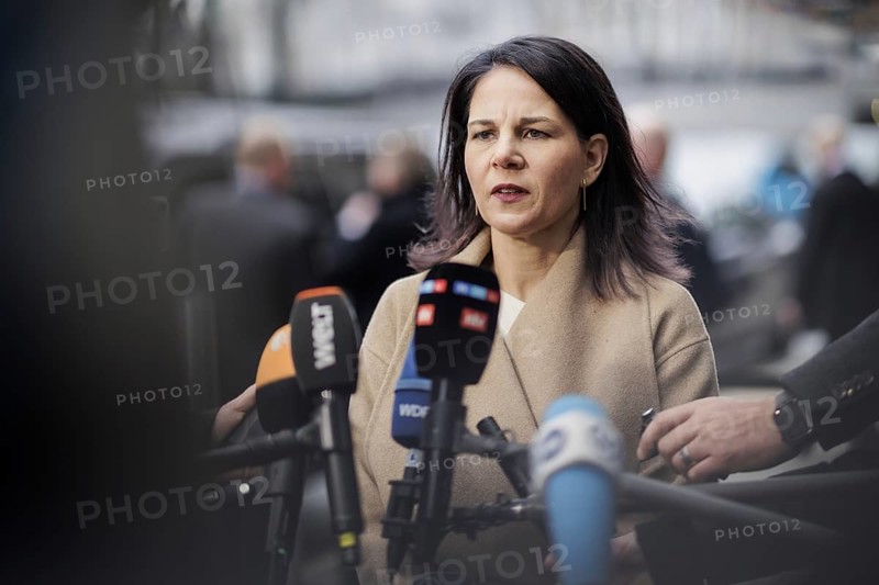 Annalena Baerbock (Alliance 90/The Greens), Federal Foreign Minister, photographed during a press statement in New York, 24.02.2024. Annalena Baerbock (Alliance 90/The Greens), travelling to New York on the occasion of the anniversary of the attack on Ukraine. Photographed on behalf of the Federal Foreign Office