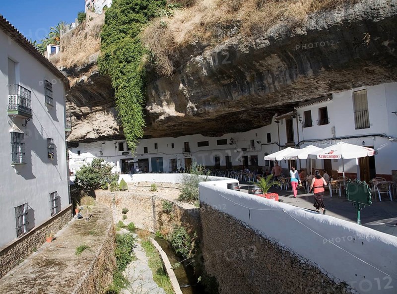 Buildings built with cave rock roof at Setenil de las Bodegas, Cadiz province, Spain, Europe