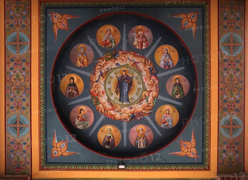 Close-up, ceiling painting, Katholikon, Monastery of St Theodora, Thessaloniki, Macedonia, Greece, Europe