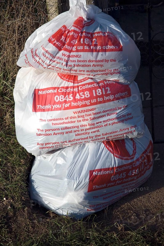 Plastic bags for Salvation Army clothes collection charity scheme