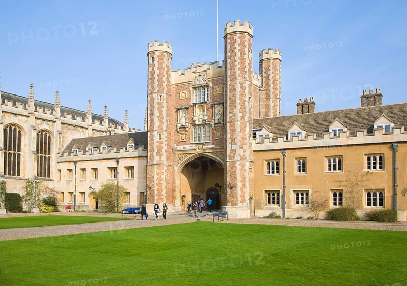 Trinity College courtyard and gatehouse, University of Cambridge, Cambridgeshire, England, United Kingdom, Europe