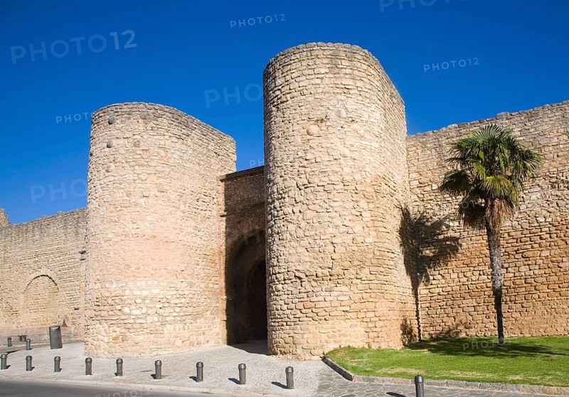 Puerta de Almocabar fortifications historic city walls Ronda, Malaga province, Spain, Europe