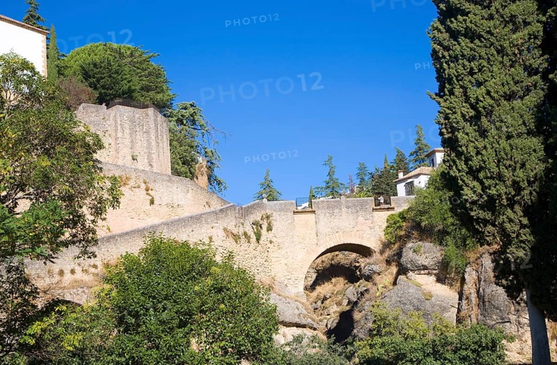 Puente Viejo pedestrian bridge built 1616, Ronda, Spain, Europe