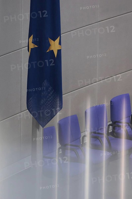 European flag in the plenary of the German Bundestag, Berlin, 19/02/2024